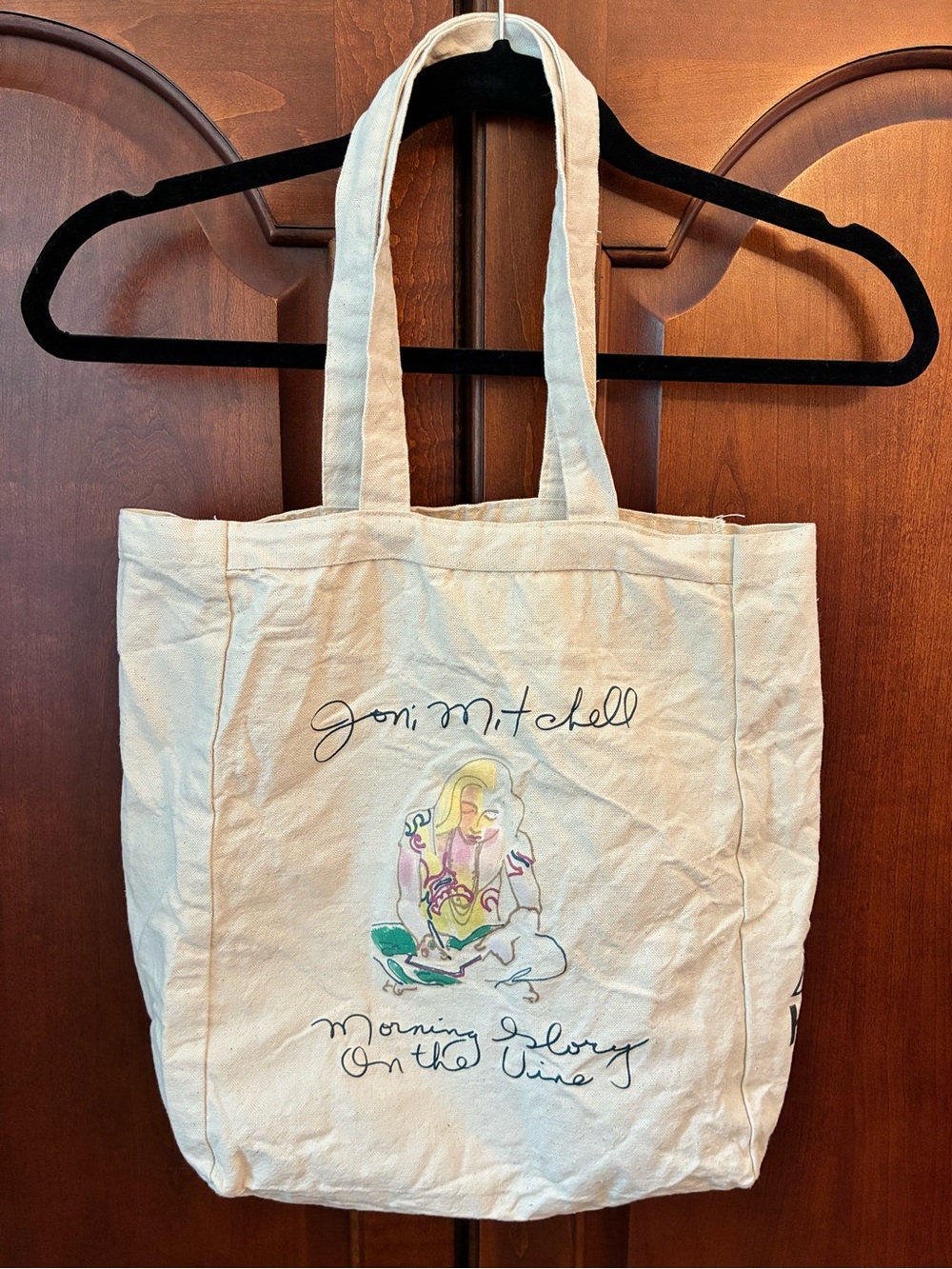Cream Canvas Tote Bag - Morning Glory Design